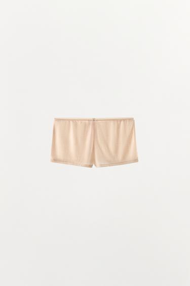 SHORT POINTELLE NŒUD BOUTONS - Rose pâle de Zara - Image 3