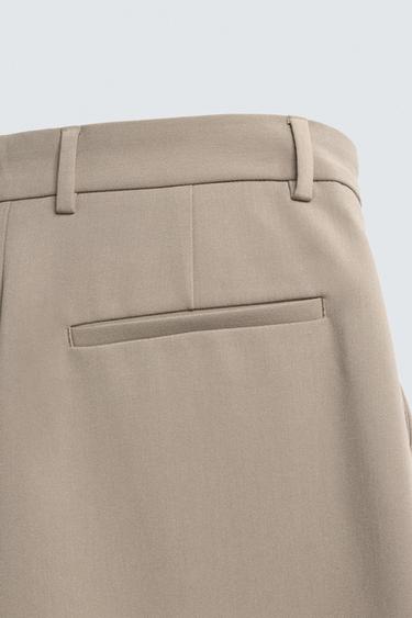 PANTALON RELAXED FIT À PLIS - Marron clair de Zara - Image 9