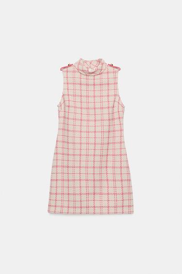 ROBE COURTE STRUCTURÉE - Blanc / Rose de Zara - Image 7