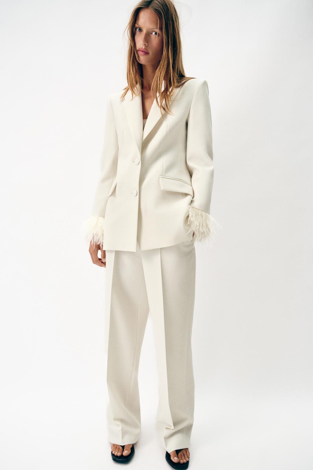 BLAZER WITH SHOULDER PADS AND FEATHER CUFFS - image 2