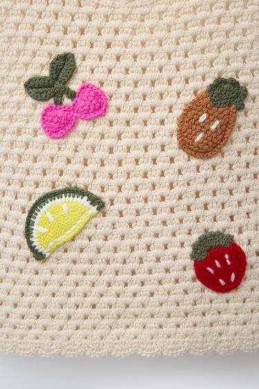 TOP EN MAILLE FRUITS AU CROCHET - Écru moyen de Zara - Image 3