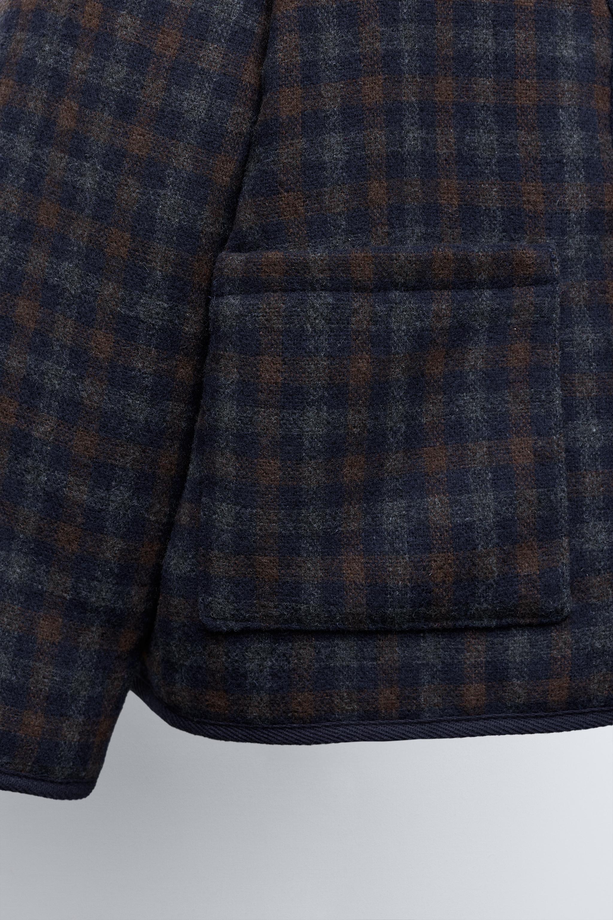 TEXTURED PLAID WOOL COAT