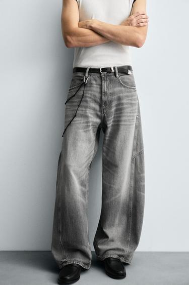 BALLOON FIT JEANS WITH TWISTED SEAMS - Grey by Zara