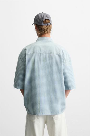 RELAXED FIT CHECK SHIRT - Blue/White by Zara - Image 2