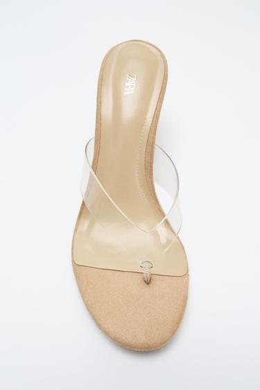 VINYL STRAP WEDGES - Light beige by Zara