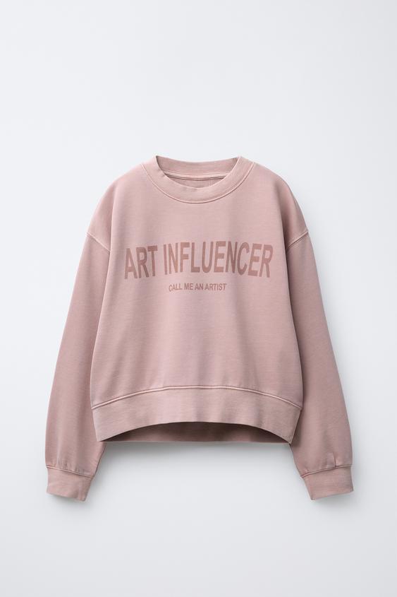 TEXT WIDE LEG SWEATSHIRT AND PANTS SET
