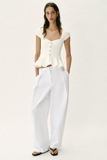 TOP PEPLUM BOTONES - Blanco roto de Zara - Imagen 0