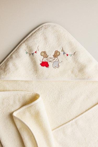 KIDS' MOUSE HOODED BATH TOWEL - Light beige by Zara