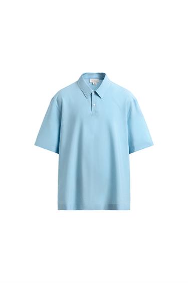 KEMEJA POLO BAHAN JATUH CAMPURAN VISKOSE - Skyblue dari Zara