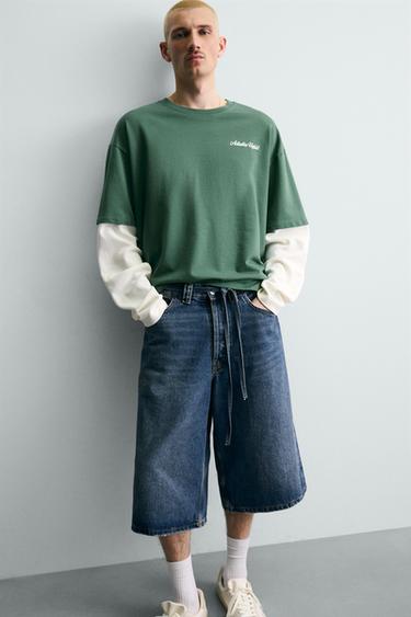 SWEAT À MANCHES DOUBLE EFFET - Vert de Zara - Image 6