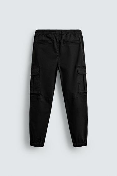 Zara SLIM FIT CARGO PANTS - Black