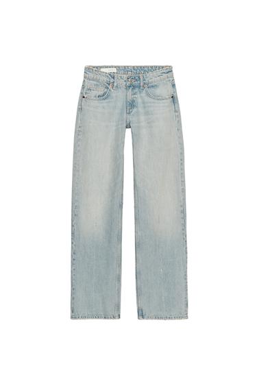 Zaras JEANS TRF WIDE LEG LÅG MIDJA - Urtvättad blå