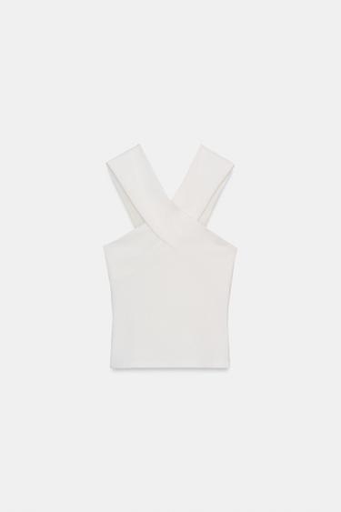 TOP BOUCLÉ CROISÉ - Blanc cassé de Zara - Image 5