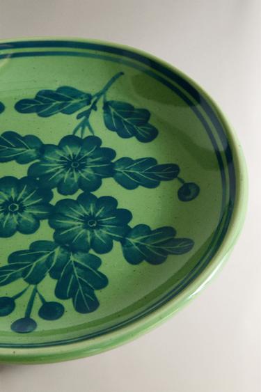 ASSIETTE PLATE GRÈS FLEURS - Bleu / Vert de Zara - Image 2