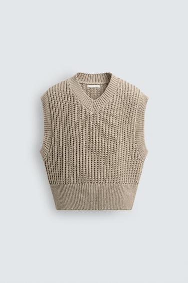 GILET EN MAILLE BOXY FIT - Beige de Zara - Image 7