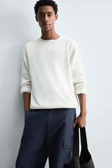 COTTON-HEMP SWEATER - Oyster-white by Zara