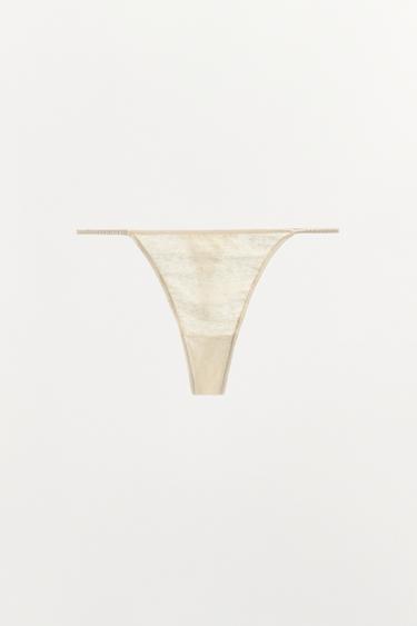 Zara LINEN THONG - Light ecru