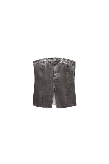 DENIM TRF CORSETRY-INSPIRED TOP