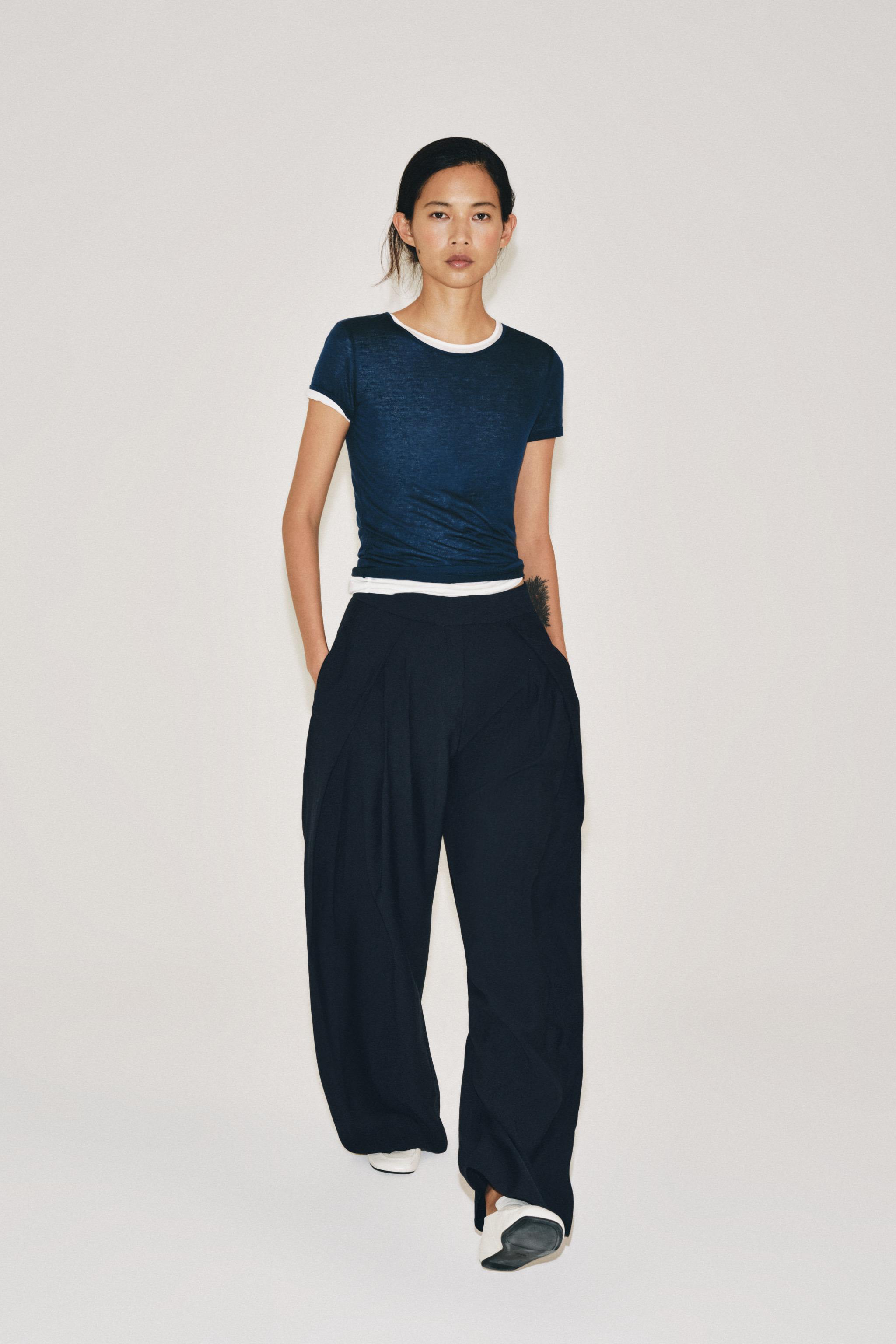 Zara ZW COLLECTION PENSLİ GENİŞ PAÇA PANTOLON görsel 6