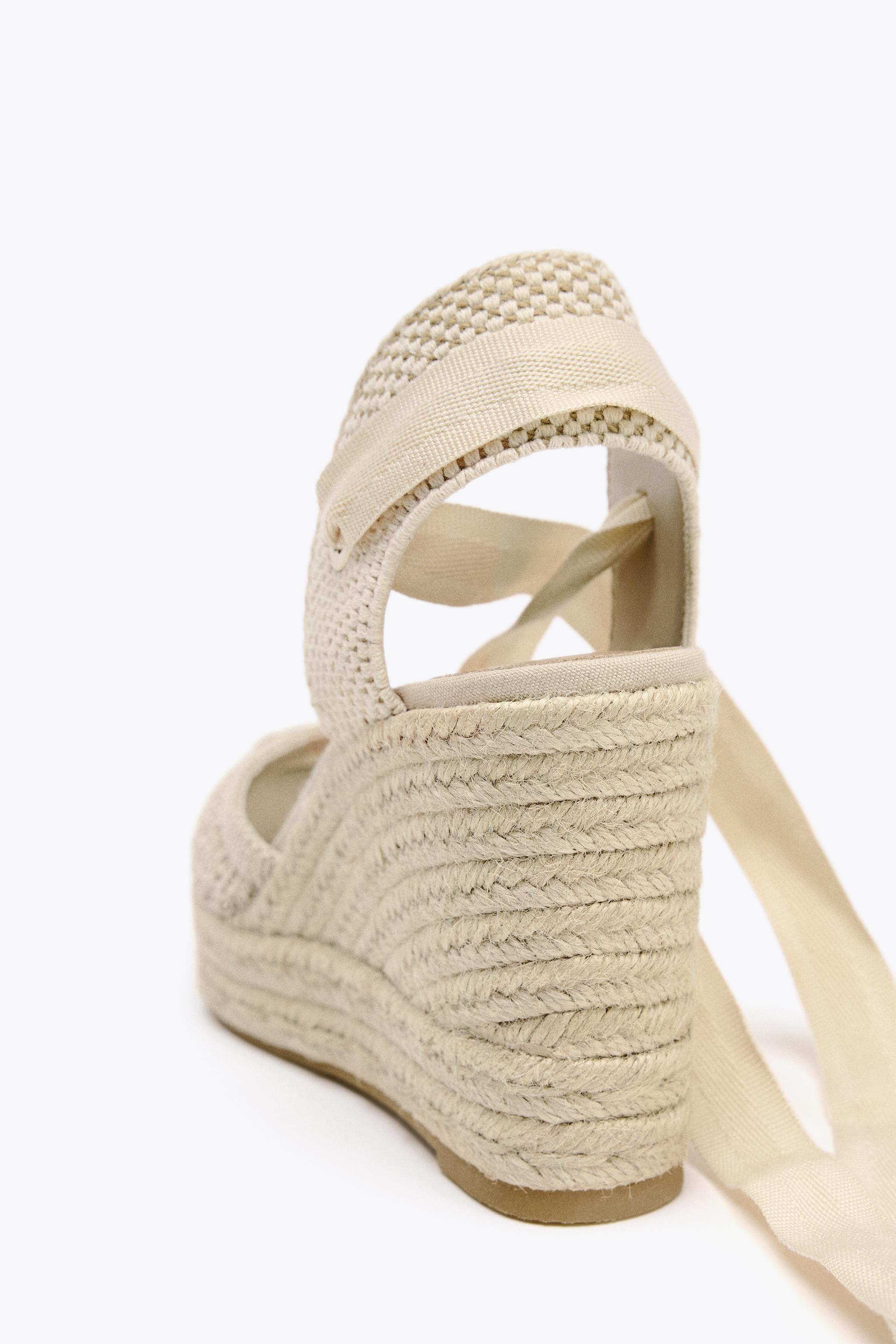 CONTRASTING TIED WEDGES - Ecru White | ZARA Spain