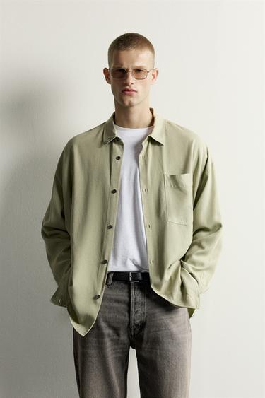 RELAXED FIT FLUID SHIRT - Green by Zara