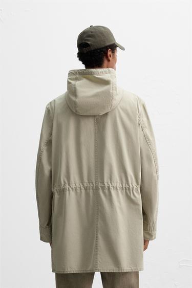 PARKA COURTE EN COTON - Vert gris de Zara - Image 2