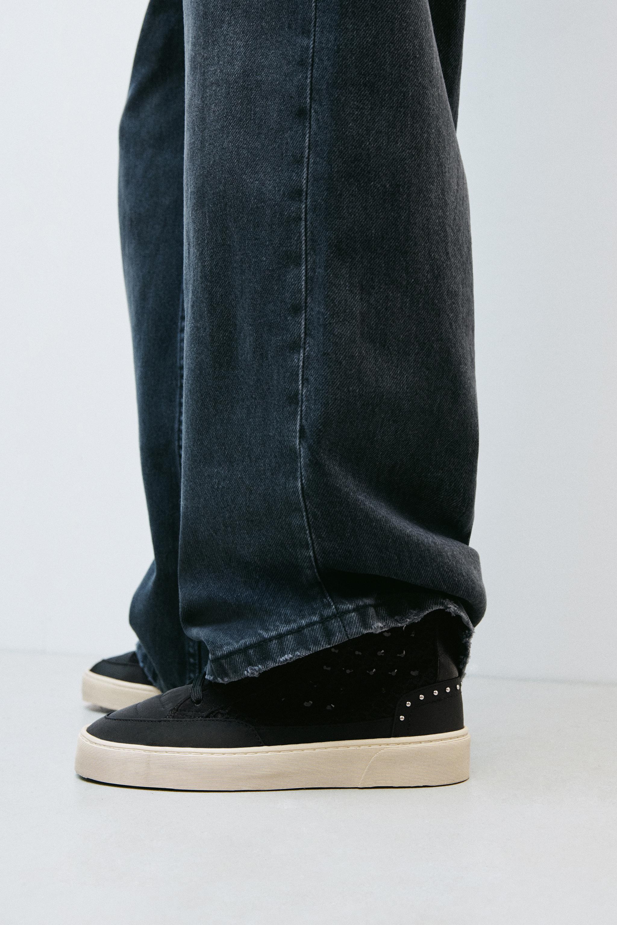 ゆ RHINESTONE HIGH TOP SNEAKERS - Black | ZARA United States