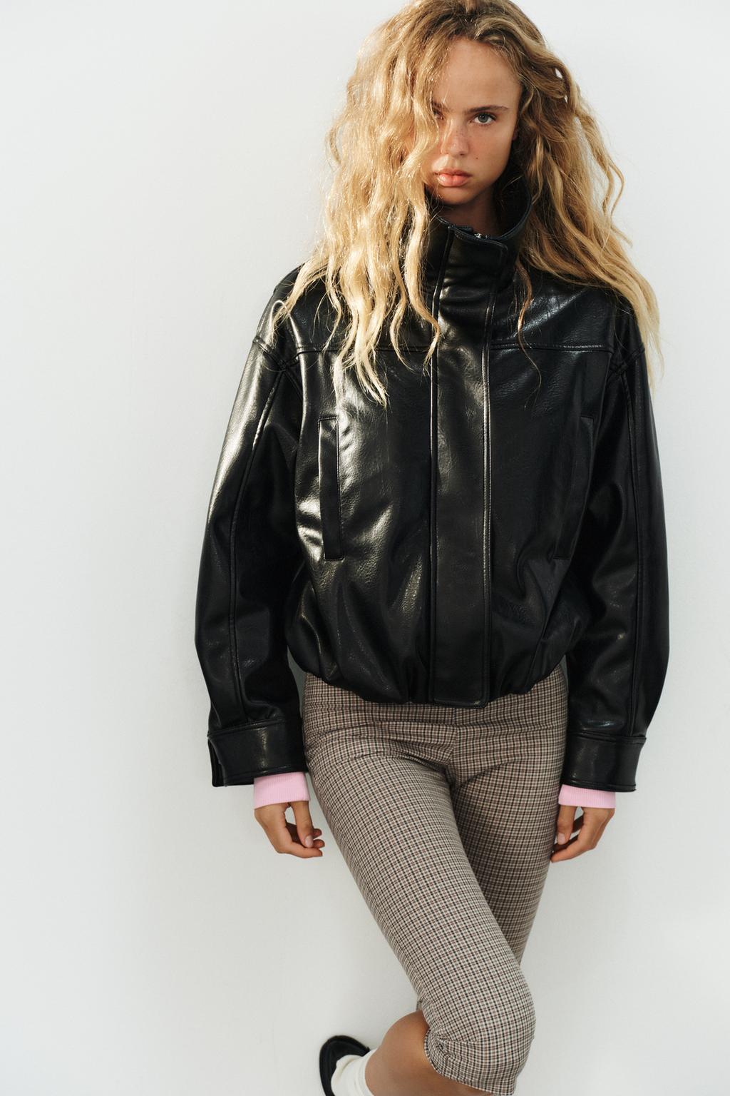 LEATHER EFFECT BOMBER JACKET