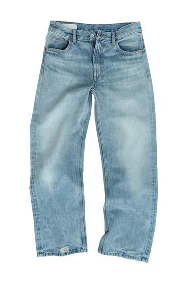 Zara TRF MID-RISE LOOSE STRAIGHT LEG JEANS - Light blue