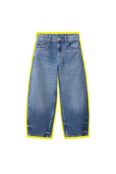 RELAXED BARREL JEANS WITH LOOP - Mid-blue by Zara