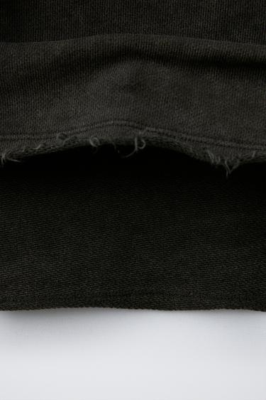 FRAYED HOODED T-SHIRT - Anthracite grey by Zara - Image 3