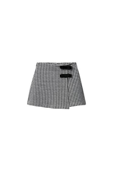 Zara HOUNDSTOOTH SKORT - Black / White - Image 0