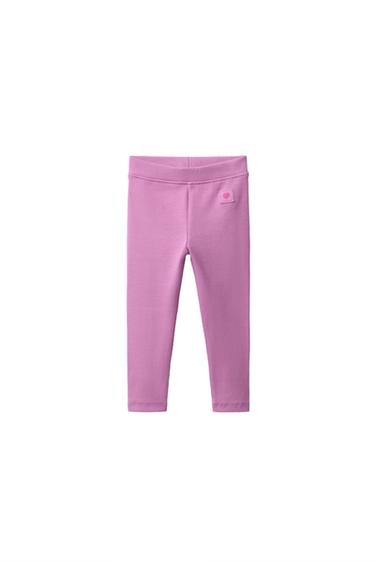 Zara LABEL DETAIL RIBBED LEGGINGS - Chalk pink