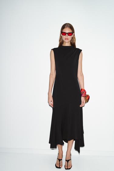 VESTIDO MIDI ASIMÉTRICO - Negro de Zara