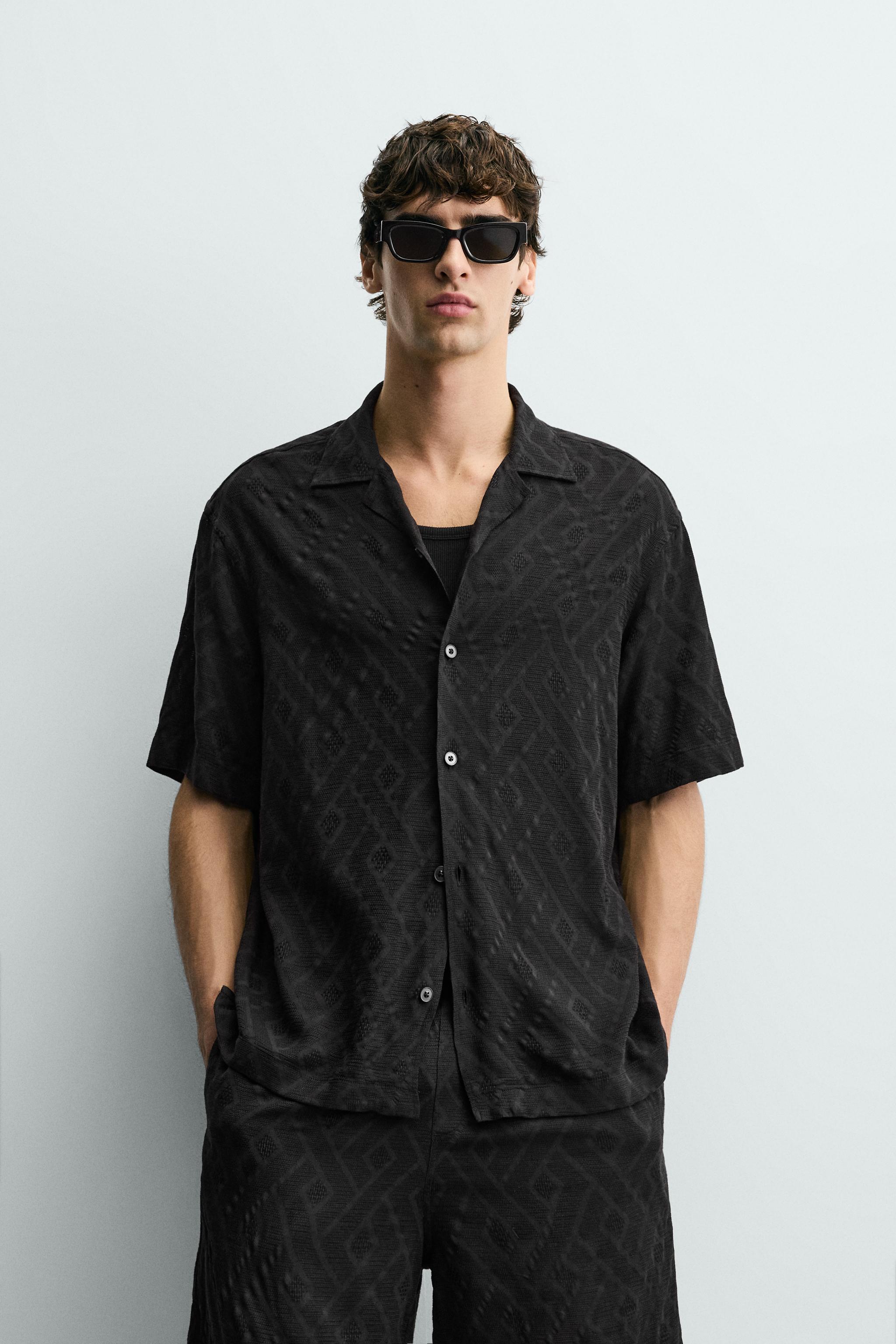 GEOMETRIC JACQUARD SHIRT - Brown | ZARA United States