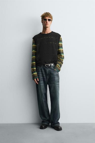 Zara KNIT LACE VEST - Black - Image 0