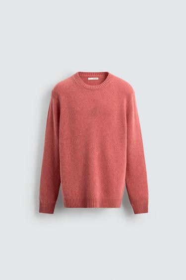 WOOL BLEND JUMPER - Dark coral by Zara