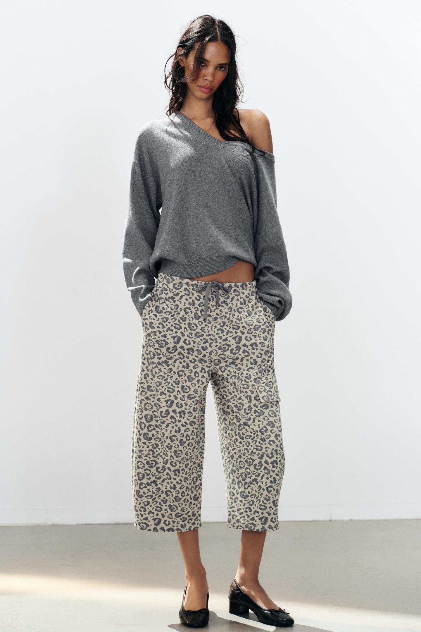 Женские брюки Zara Animal Print Pocket, цвет: Леопардовый