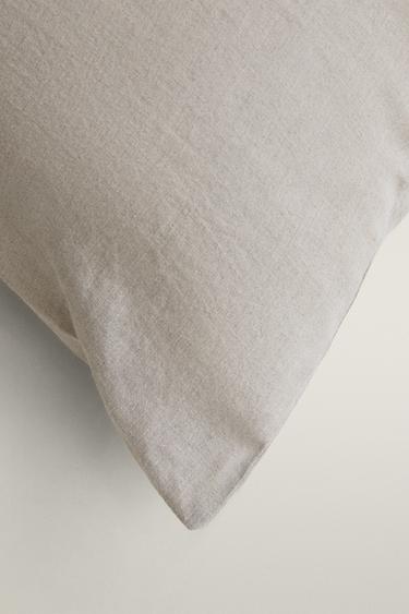 XXL LINEN THROW PILLOW COVER — Light beige 2