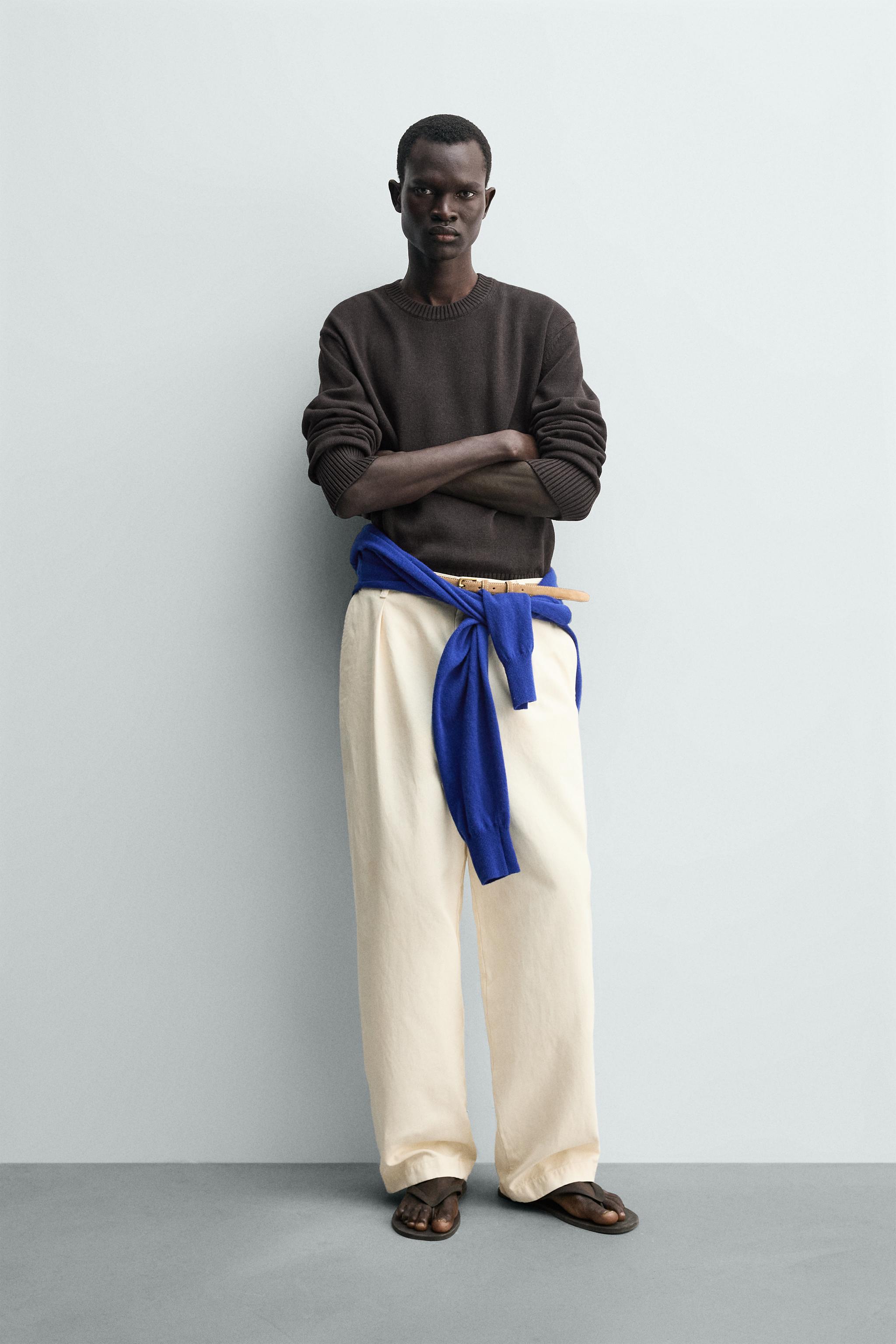 REGULAR FIT COTTON-LINEN JUMPER - Brown | ZARA United States