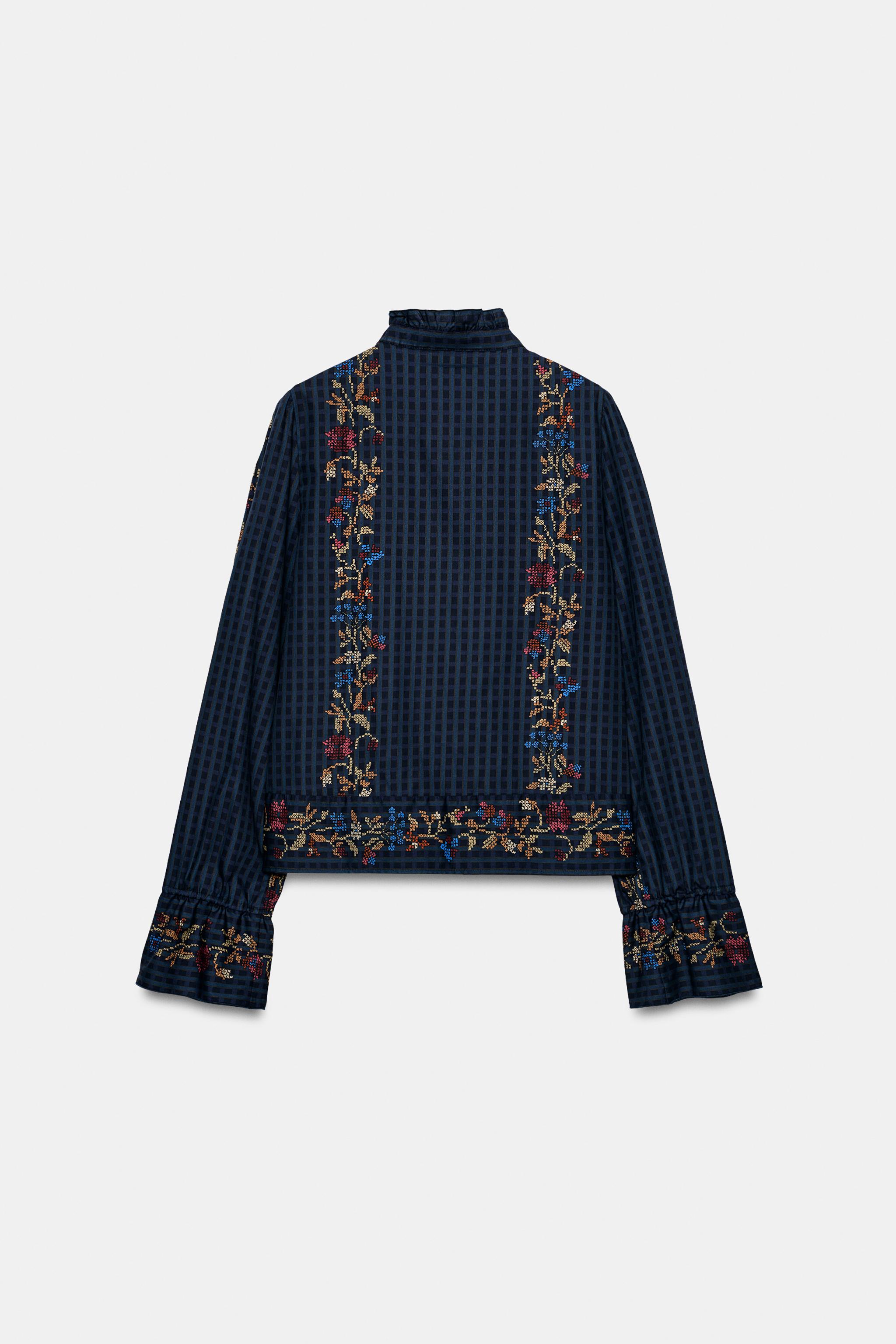 Zara VOLANLI DESENLİ BLUZ görsel 7