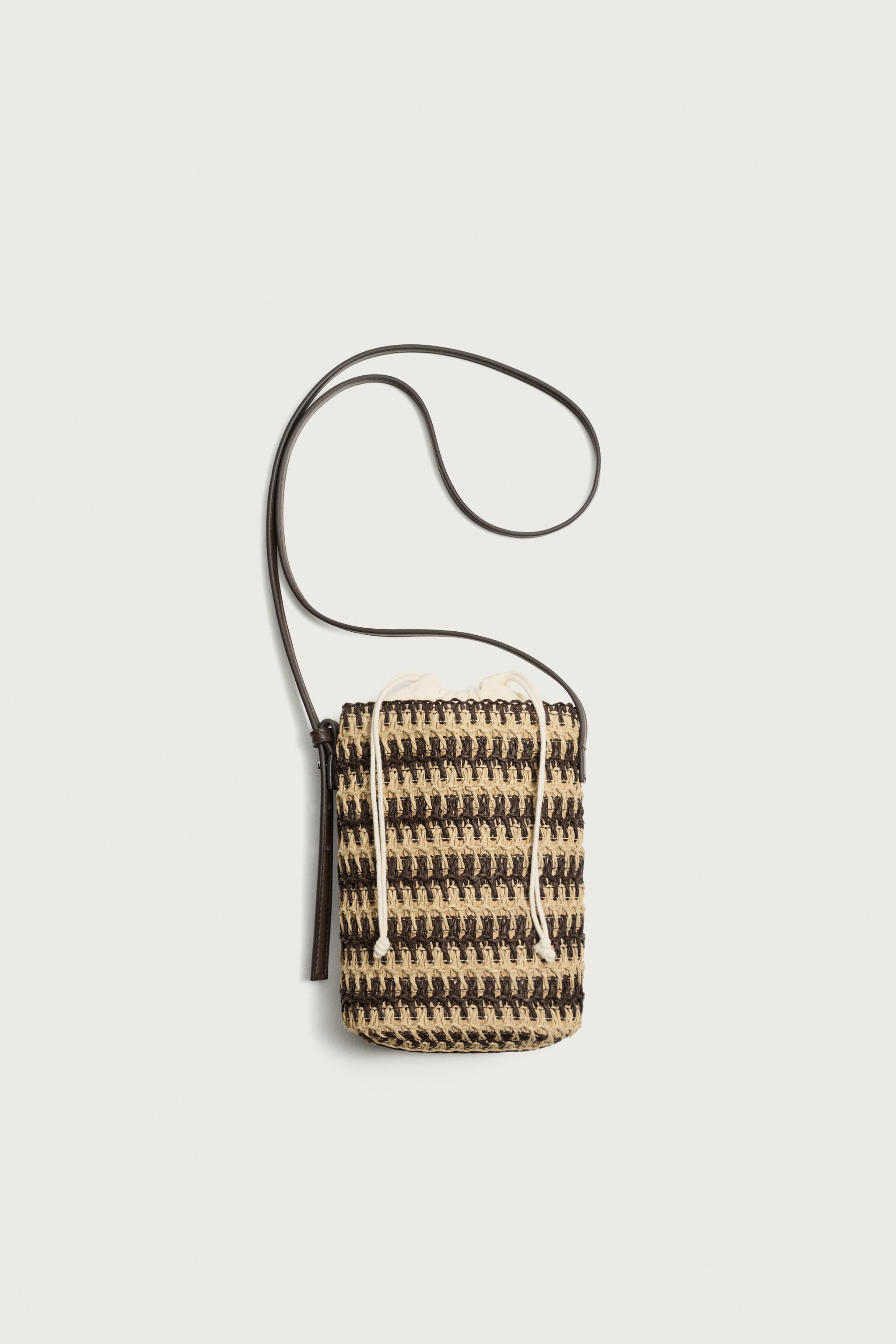 BRAIDED VERTICAL CROSSBODY BAG — Off White