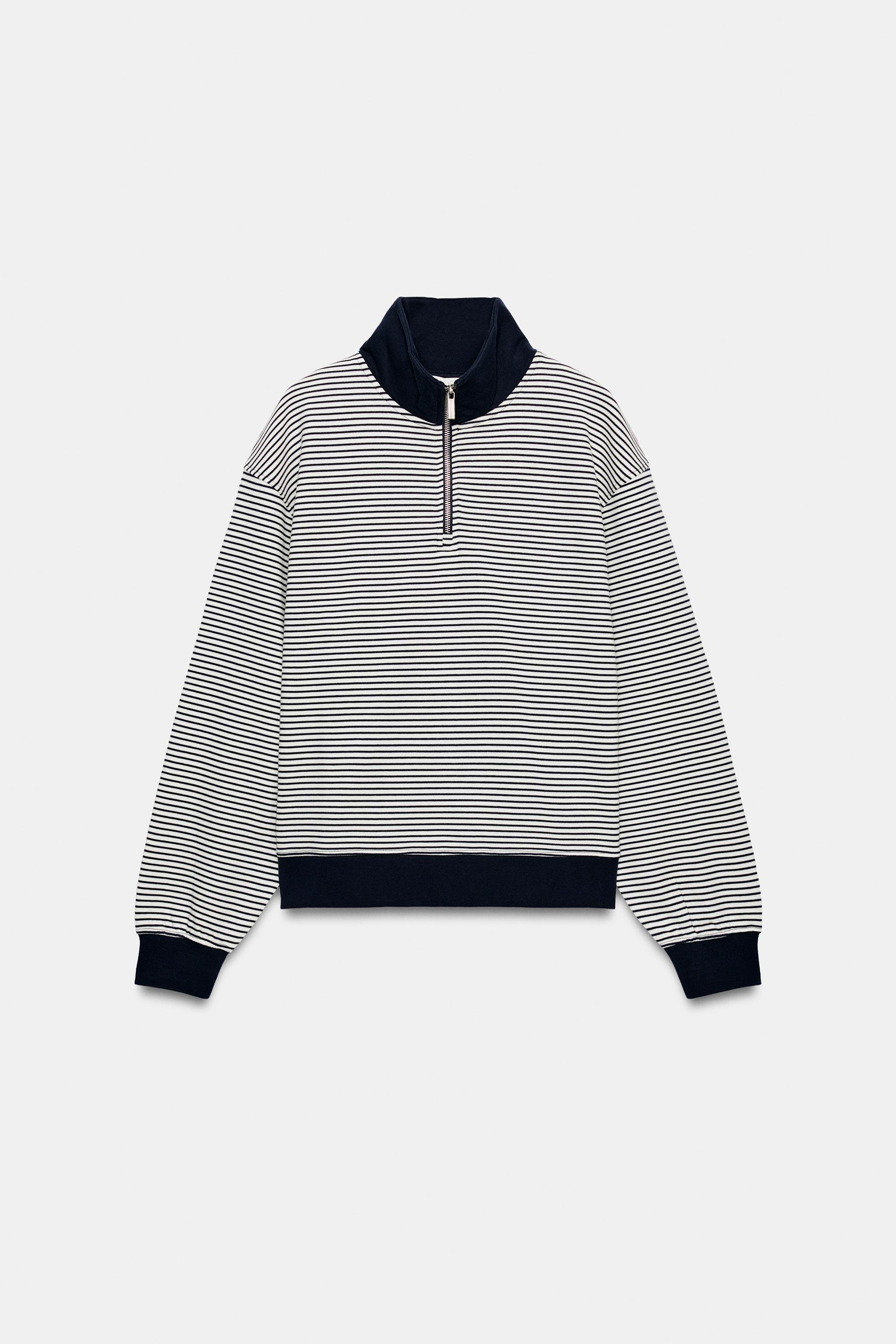 STRIPED ZIP-UP SWEATSHIRT