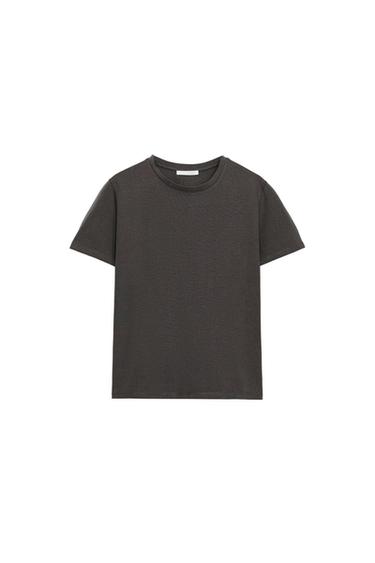 RUSTIC COTTON T-SHIRT - Charcoal by Zara