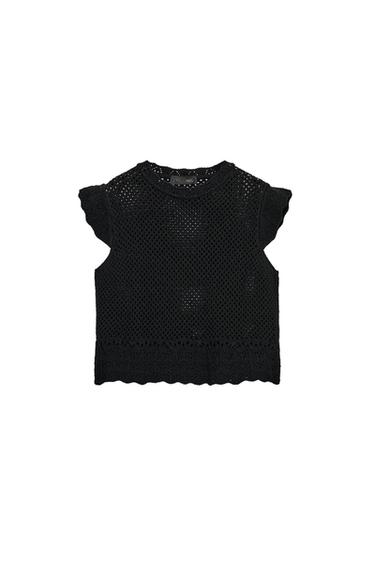 CUTWORK KNIT TOP - Black by Zara