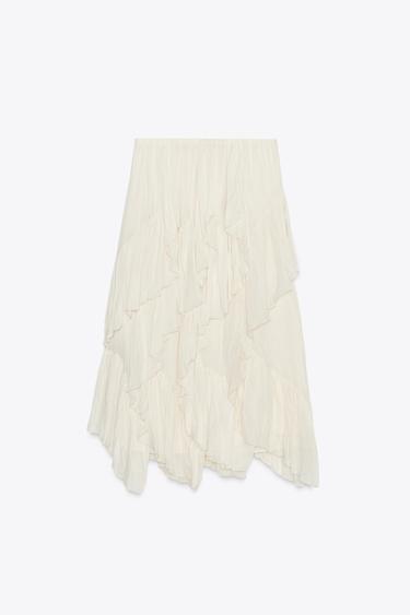 ZW COLLECTION COTTON GAUZE SKIRT - Oyster-white by Zara