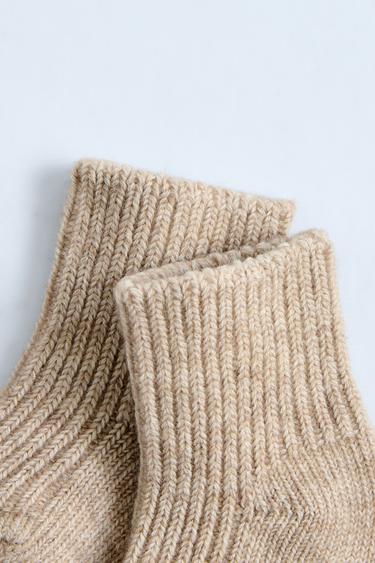 WOOL AND CASHMERE SOCKS - Tan marl by Zara