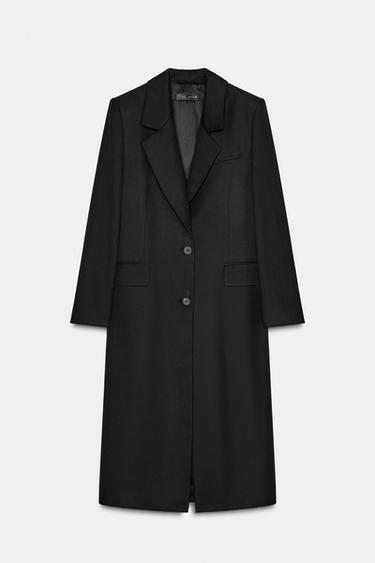 LONG COAT WITH SHOULDER PADS - Black by Zara - Image 6