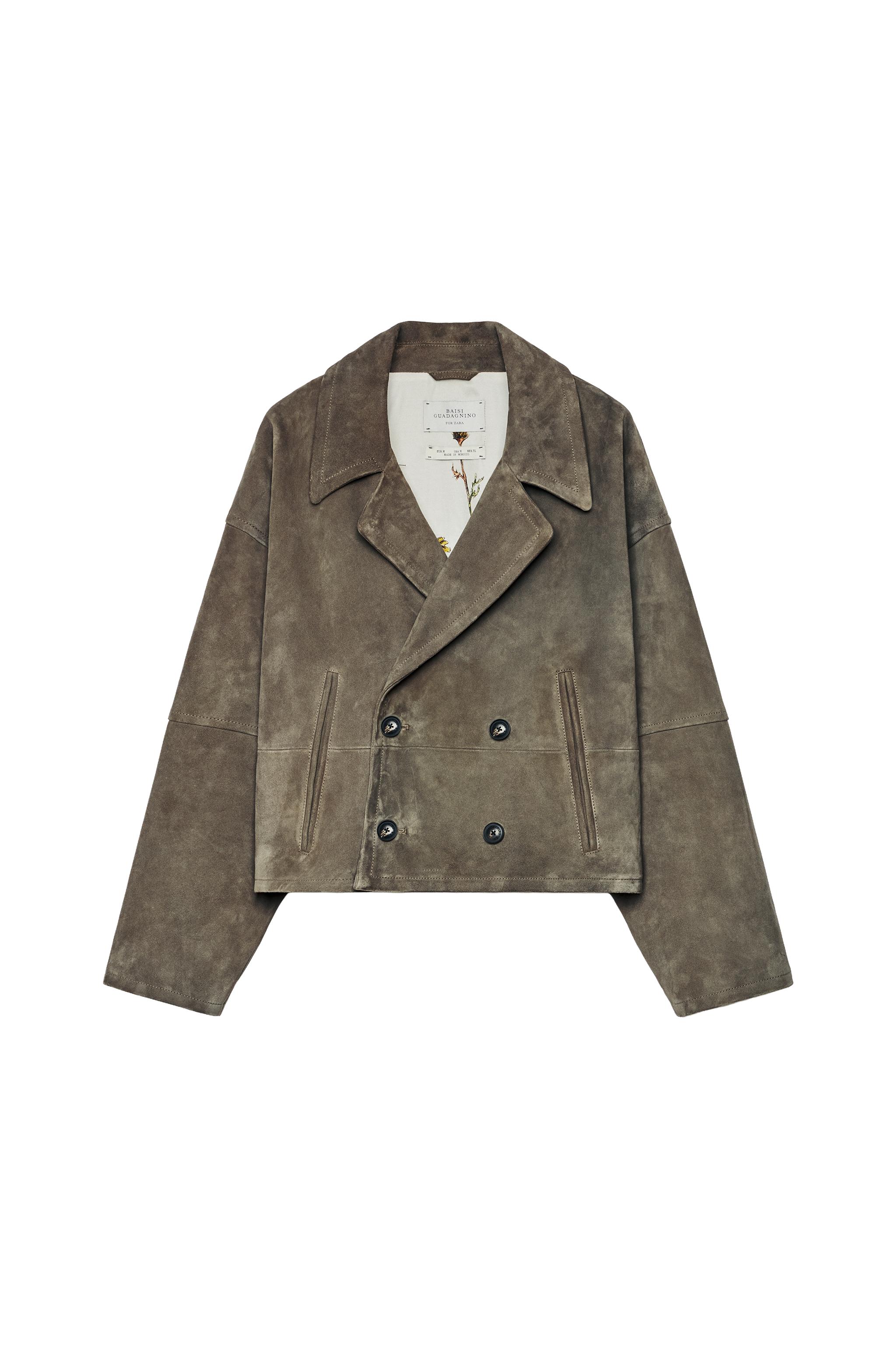 BLOUSON COURT FIT CUIR DAIM