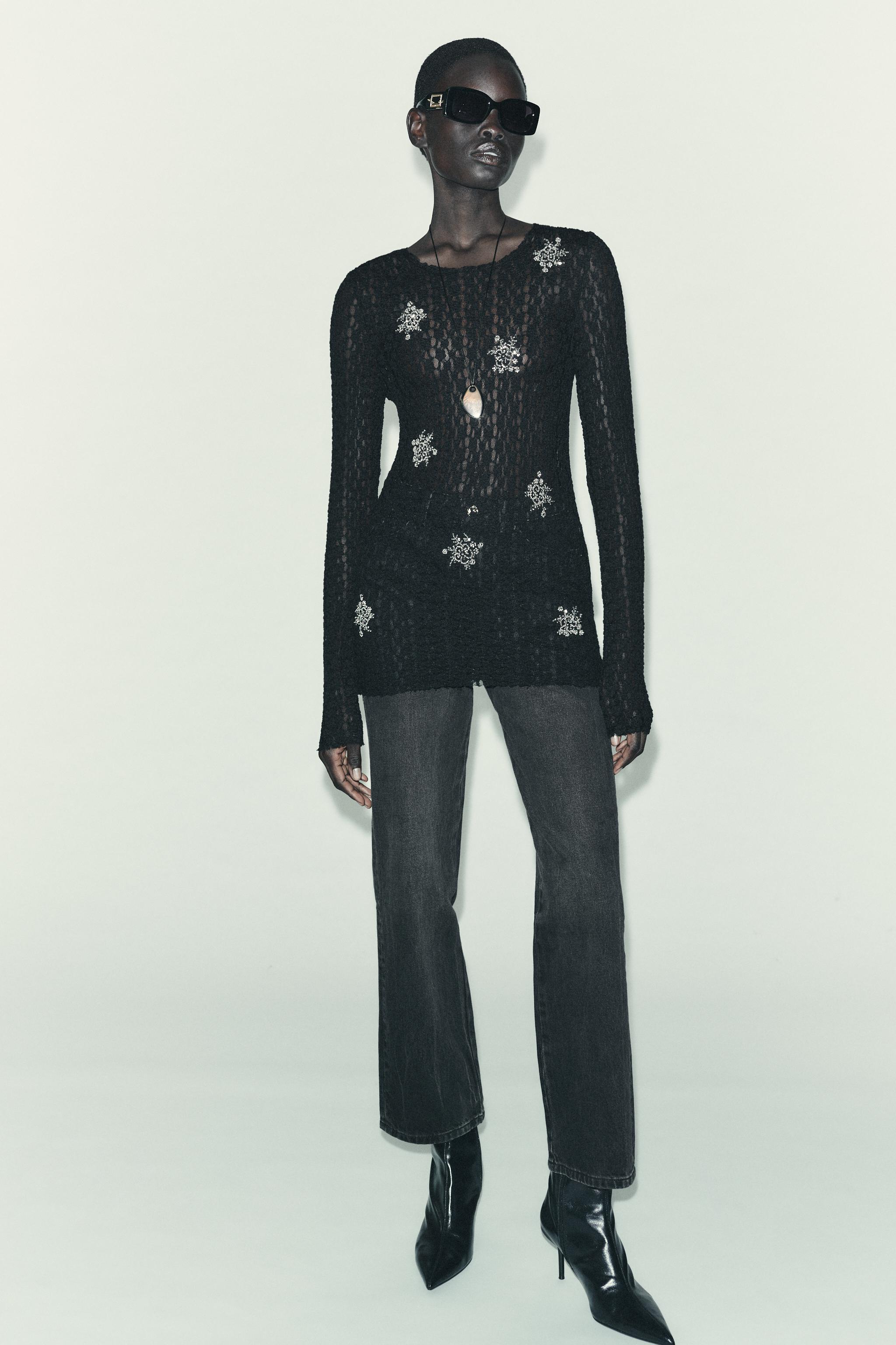 【タグ付き新品】ZARA 黒 レース袖 パンツ　ドレス ZARA - 完売品 ZARA スイスドット柄ミディ丈ワンピース レース 2